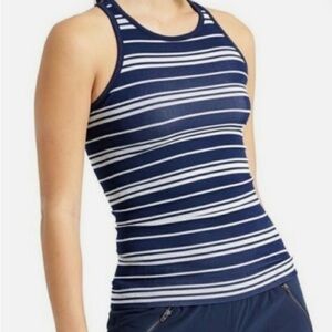 Athleta Blue and White Fitted Sleeveless Tank Top